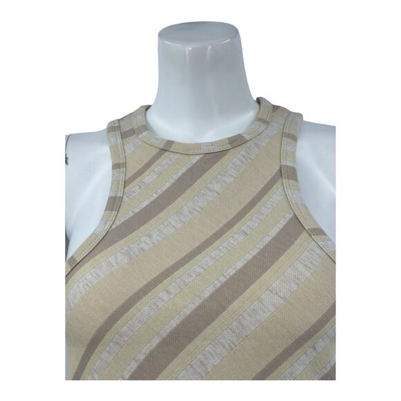 Free People Top Womens Small Sidelines Tank Ivory Stripe Racerback Summer Beach - Picture 2 of 8